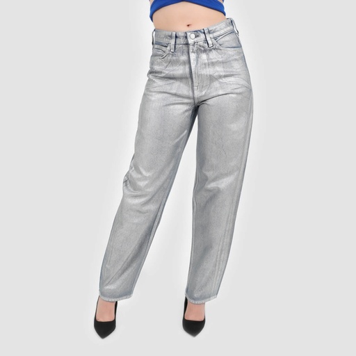 Straight jeans femme métallique - SARRA