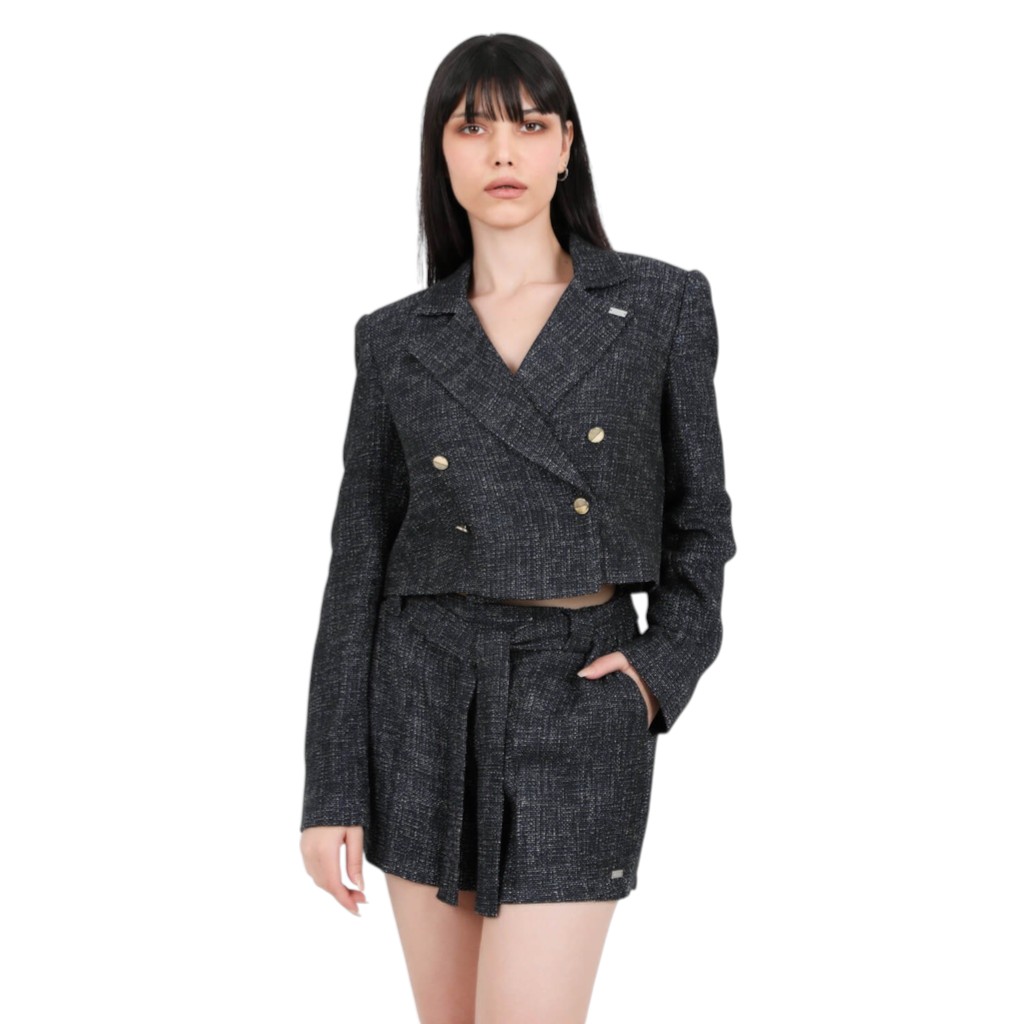 Blazer crop femme en tweed
