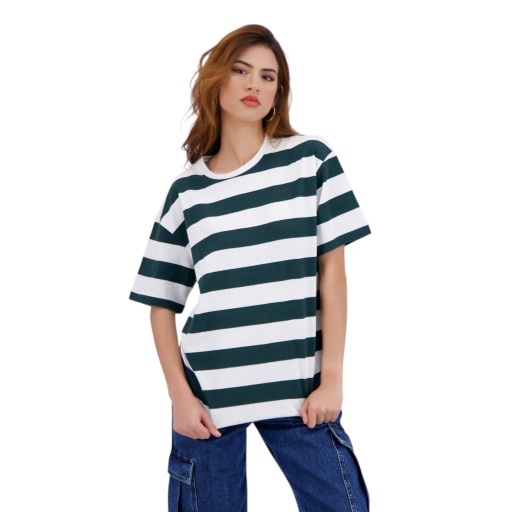 [05-010-02-553-K746-L] T-shirt oversized rayé femme manches courtes (L)