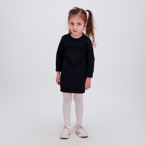 [05-010-17-085-K040-12/18M] Robe sweat bébé fille CŒUR (Noir, 12/18M)