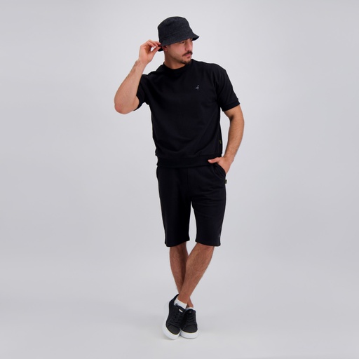 [05-010-18-067-K040-L] Short homme en molleton poche italienne (Noir, L)