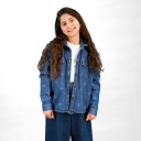 Chemise oversized fille en jeans imprimé laser