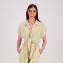 Chemise cropped femme avec nœud en jeans - TAHANI