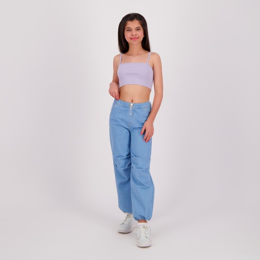 [05-010-113-002-K060-10/12A] Bandeau côtelé fille avec broderie (Violet, 10/12 A)