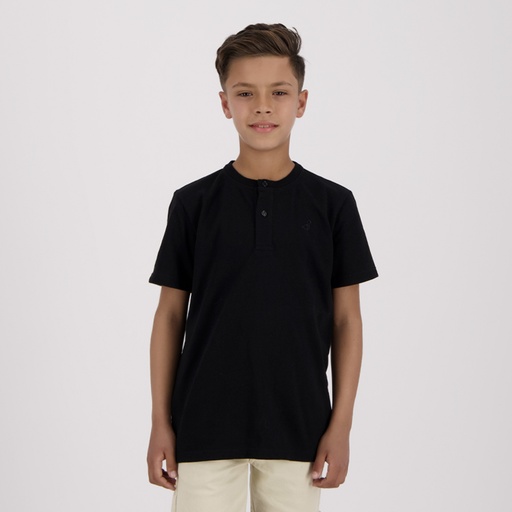 [05-010-02-633-K040-10/12A] T-shirt garçon manches courtes col tunisien en piqué (10/12 A)