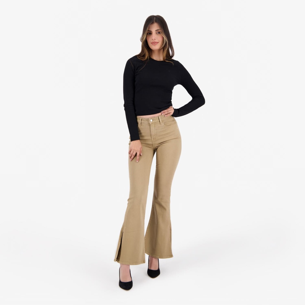 T-shirt côtelé femme manches longues