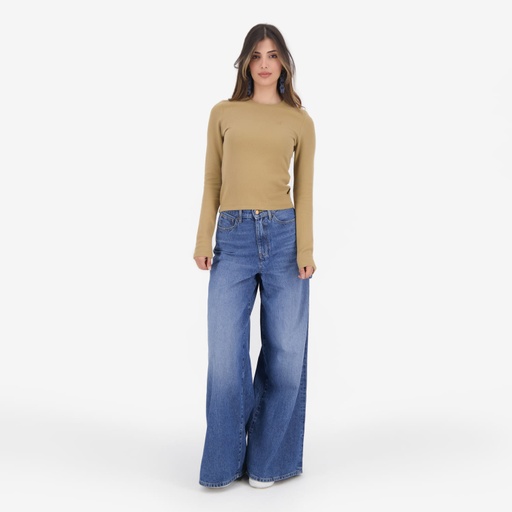 T-shirt côtelé femme manches longues