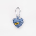 Porte clé unisexe coeur en jeans