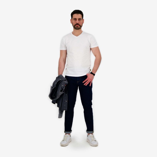 T-shirt homme manches courtes col V avec broderie