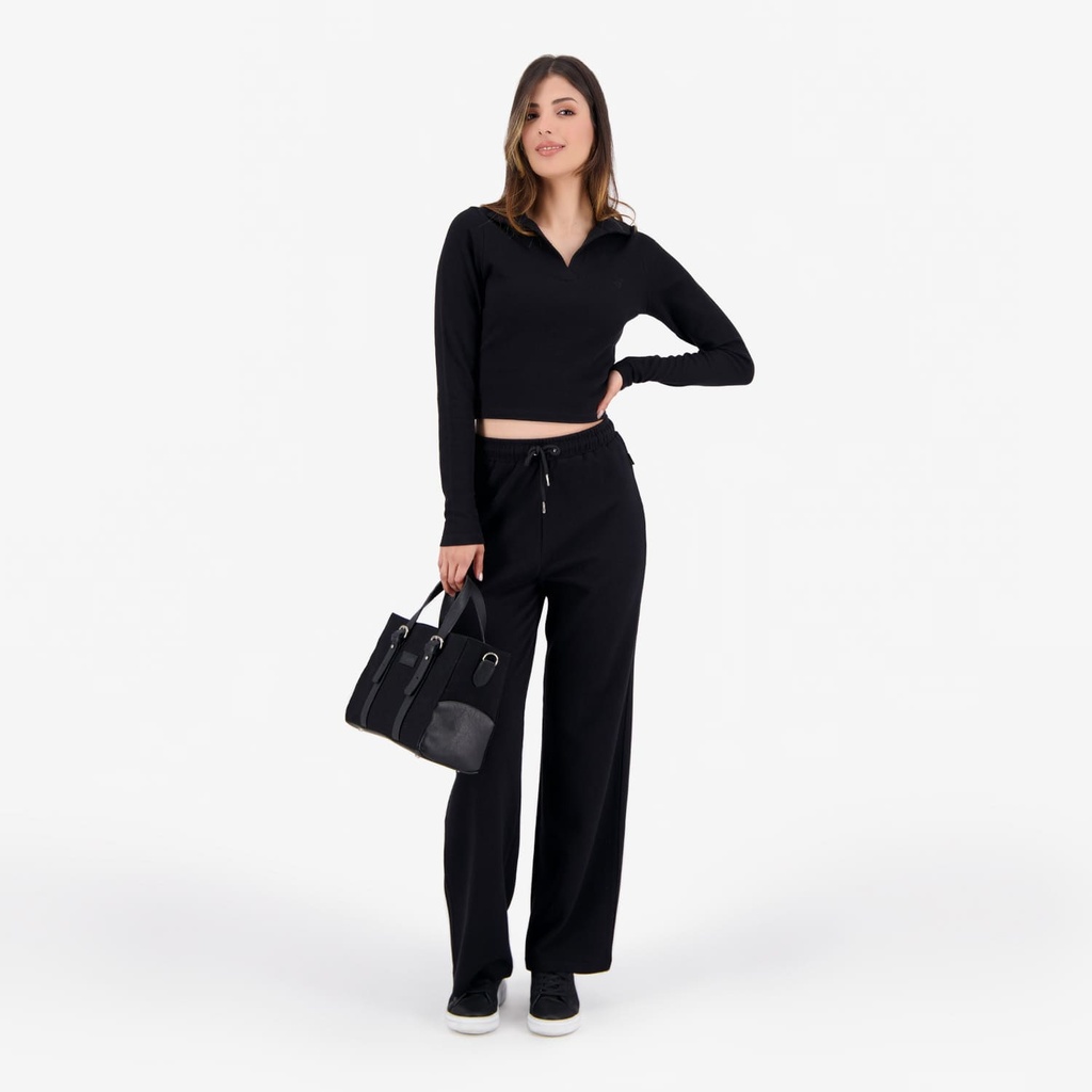 Polo côtelé femme manches longues