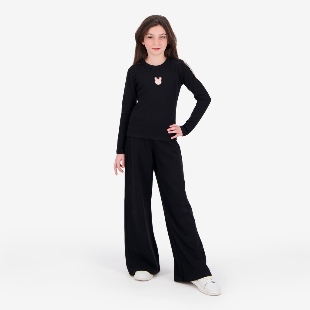 Pantalon côtelé fille wide leg