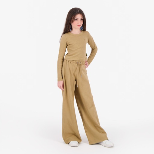 Pantalon côtelé fille wide leg