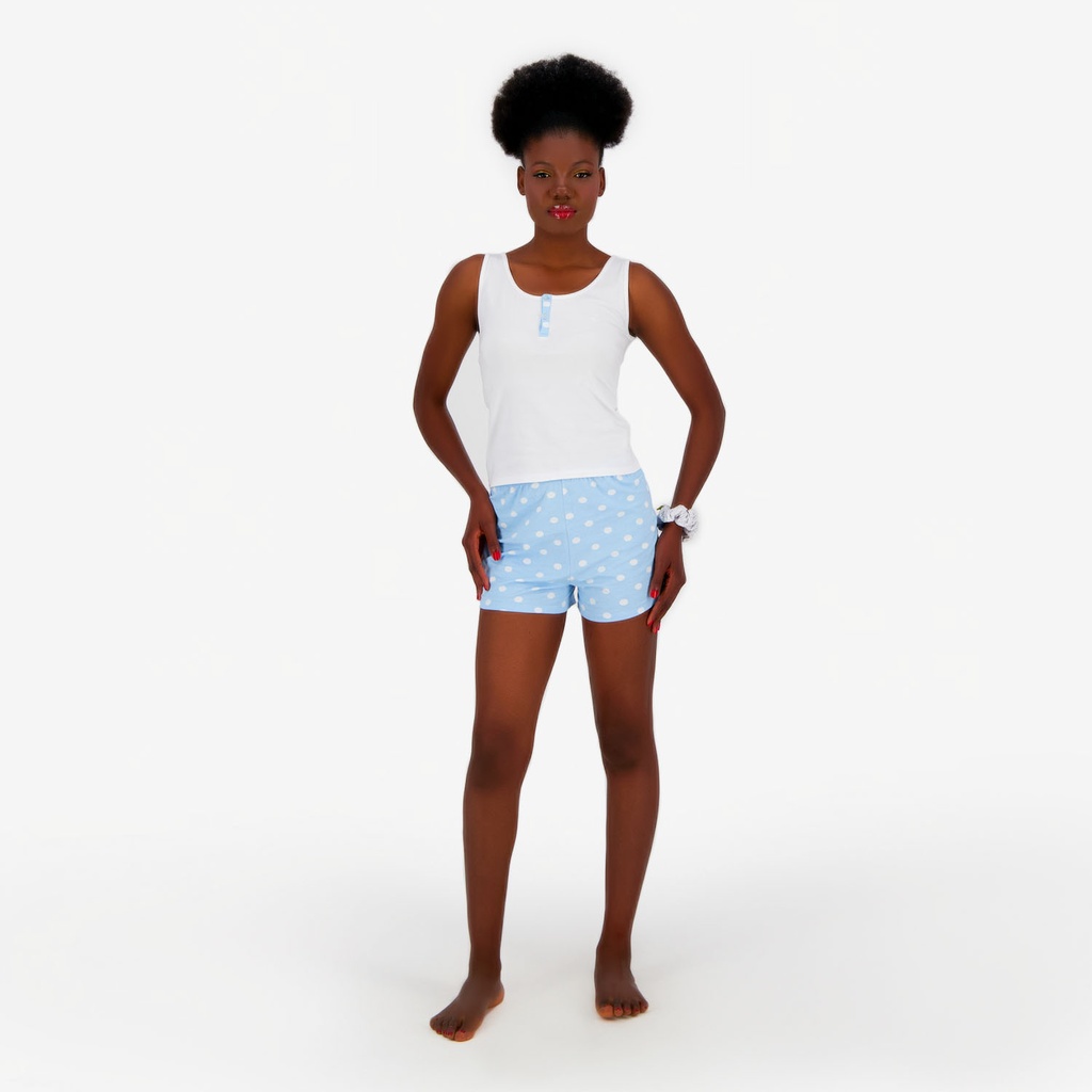 Ensemble femme débardeur et short avec patte boutonnée
