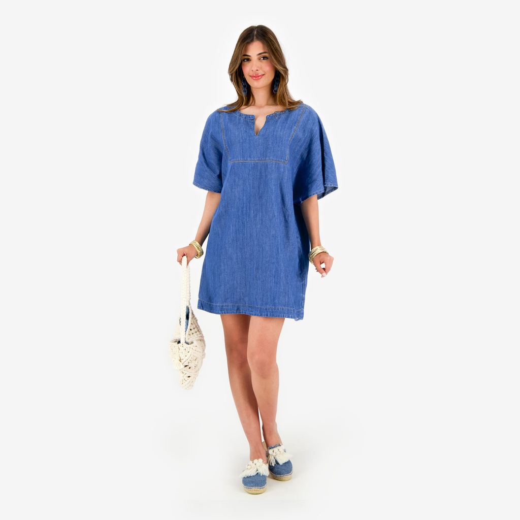 Robe femme manches kimono en jeans -THURAYA