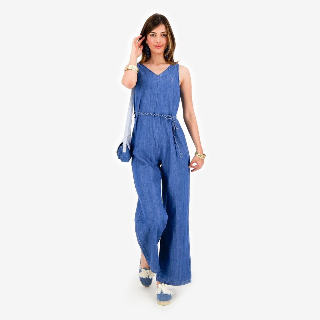 Combinaison fluide femme en jeans-TAMARA