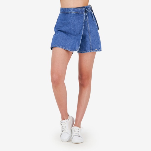 [01-010-21-037-K412-24] Skort femme avec noued en jeans - SOUKAINA 2.0 (Jeans Bleu Clair, 24)