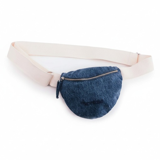 [01-010-127-006-K419-U] Mini Sac Banane Unisexe en jeans (Jeans  Bleu Moyen)