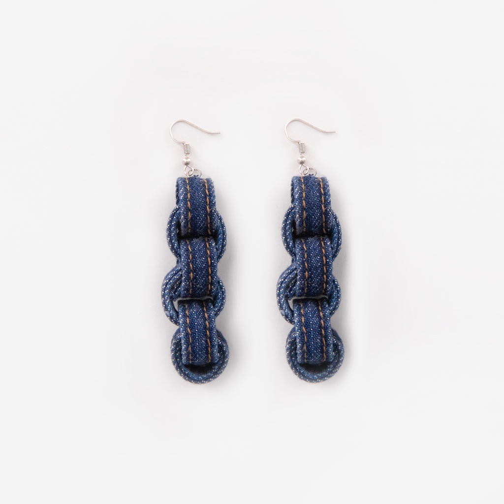 Boucle d'oreille chaine denim