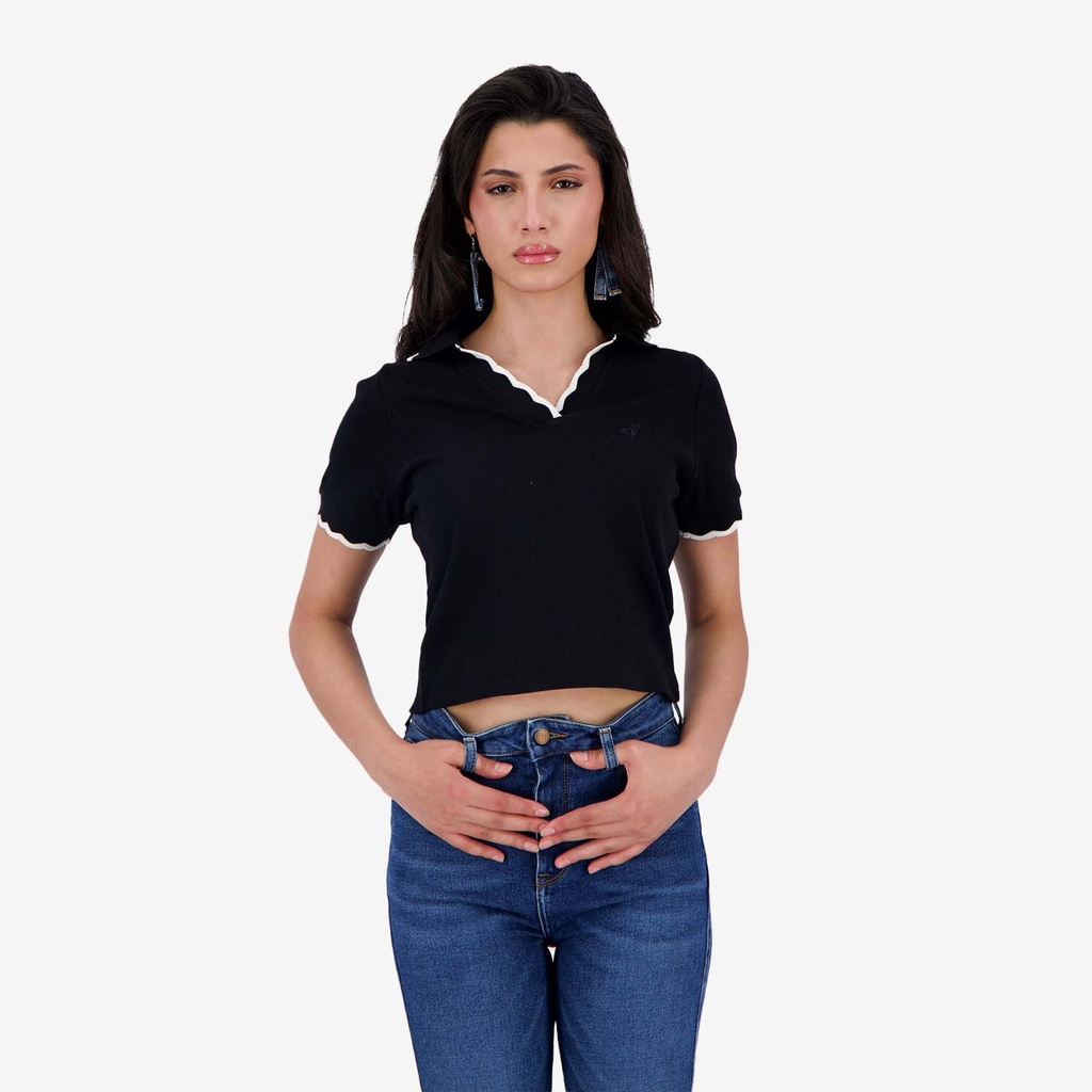 Polo côtelé femme manches courtes