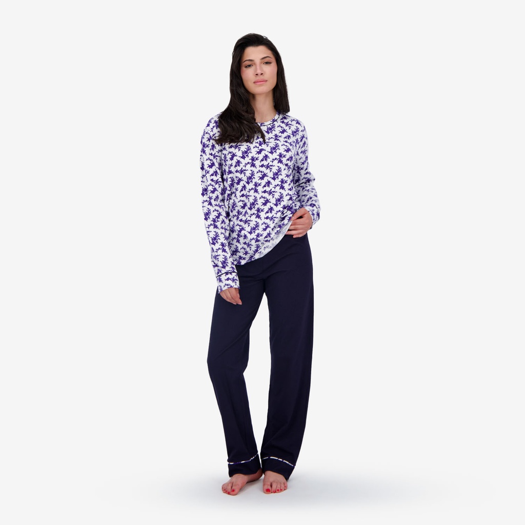 Pyjama femme manches longues avec patte boutonnée