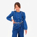 Blouse fille boutonnée avec volant