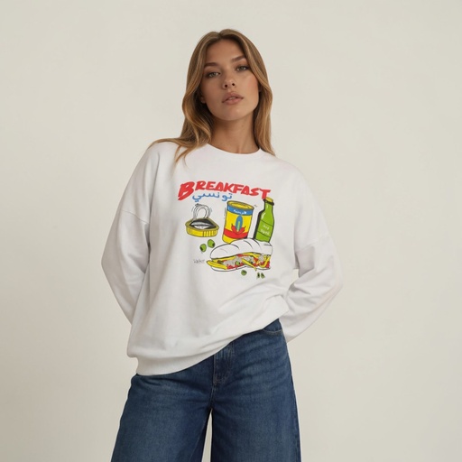 [05-010-36-232-K000-L] Sweat femme oversized breakfast تونسي (L)