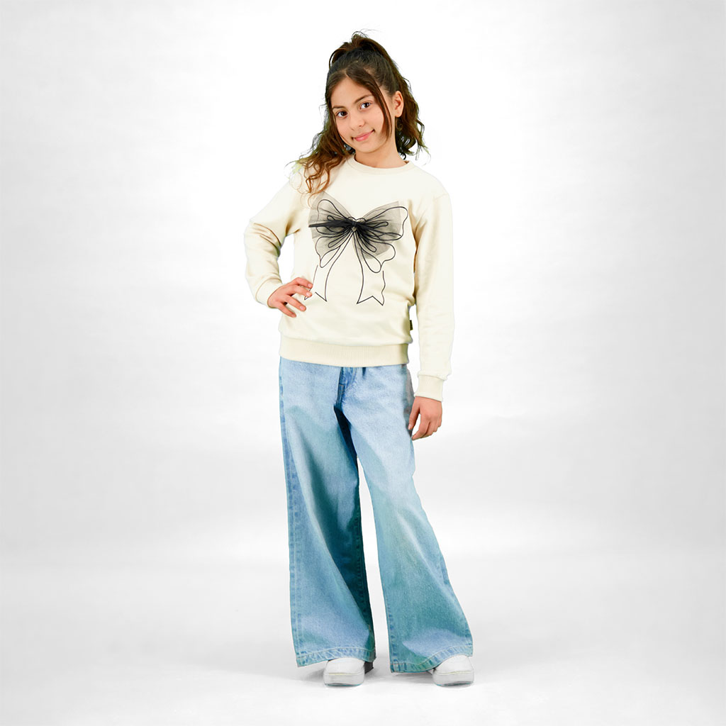 Sweat regular fille avec noeud en tulle