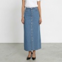 Jupe maxi femme boutonnée en jeans-MAYAR