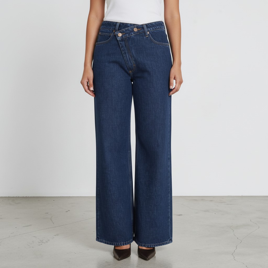 Super Straight jeans femme avec braguette décalé- SARRA 2.0