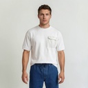 Sweat homme manches courtes avec poche soufflet imprimé feuille