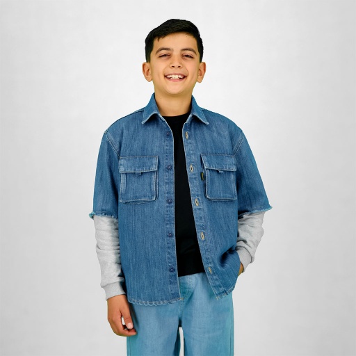 [01-010-09-107-K419-10-12A] Chemise workwear garçon Bi- Matière (10-12A)