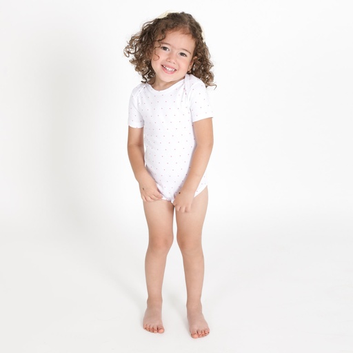 Body bébé manches courtes imprime PETIT POIS ROSE