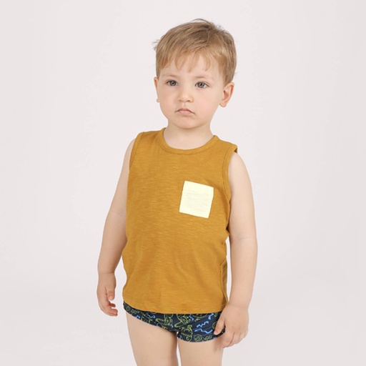 Débardeur flammé bébé avec poche contrasté