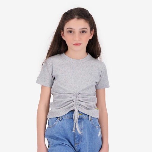 T-shirt fille manches courtes avec cordon de serrage