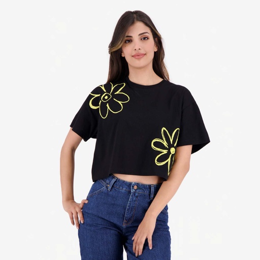 T-shirt sur taille femme manches courtes FLEURS