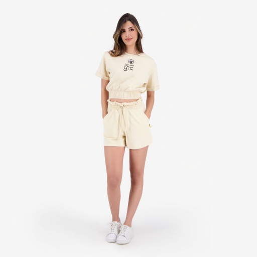 Sweat crop femme manches courtes  الوردة لي نحكي عليها