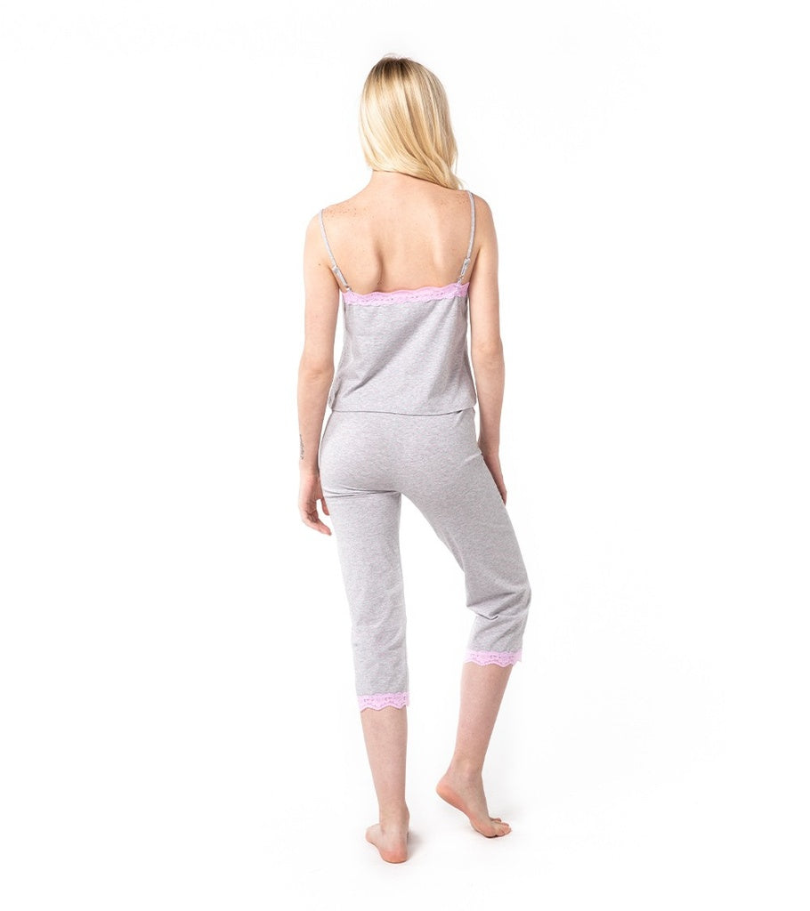 Gris Chiné Imprimé Triangle Rose