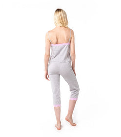 Gris Chiné Imprimé Triangle Rose