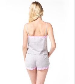 Gris Chiné Imprimé Triangle Rose