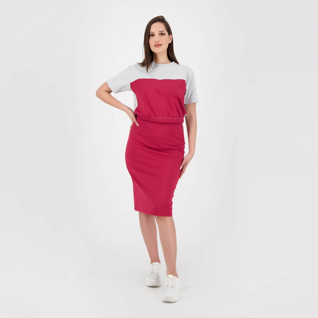 Gris Chiné & Rouge Bordeaux