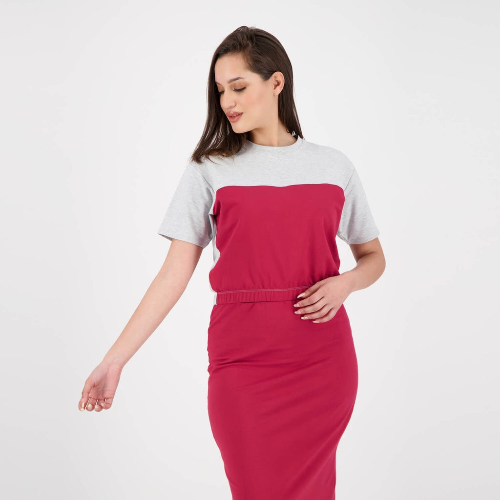 Gris Chiné & Rouge Bordeaux