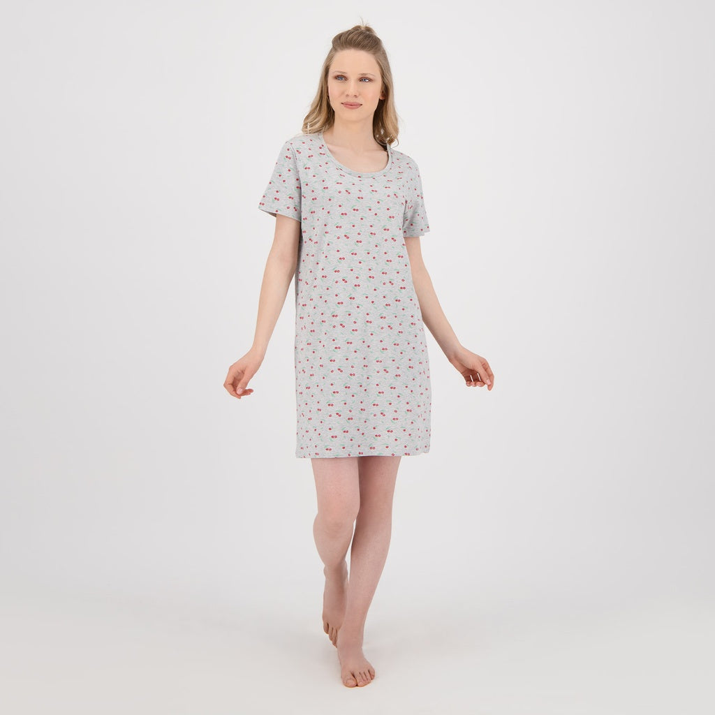 Gris Chiné Imprimé Cerise