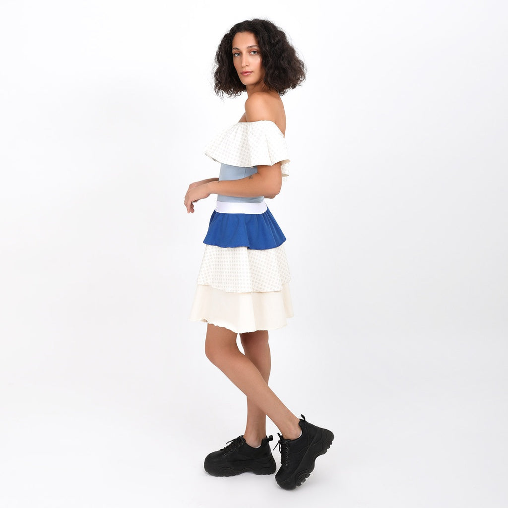 Bleu / Imprimé Étoile / Blanc Cassé