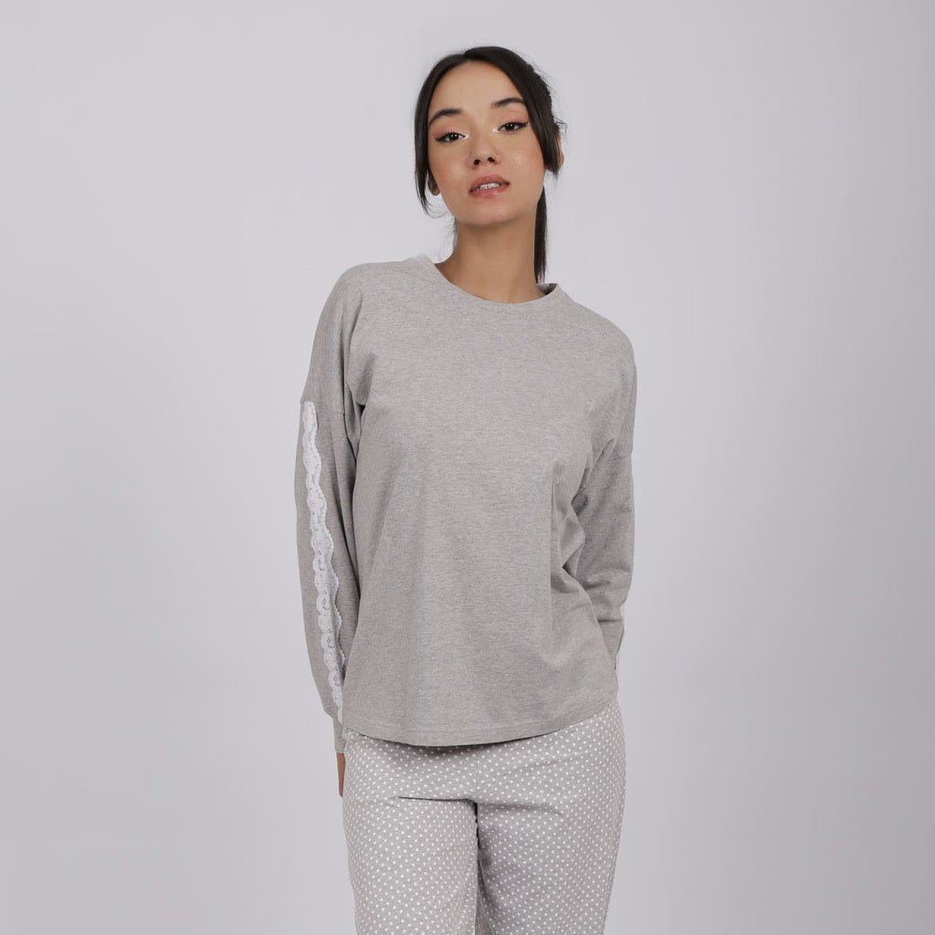 Gris Chiné & Gris Chiné Imprimé Point