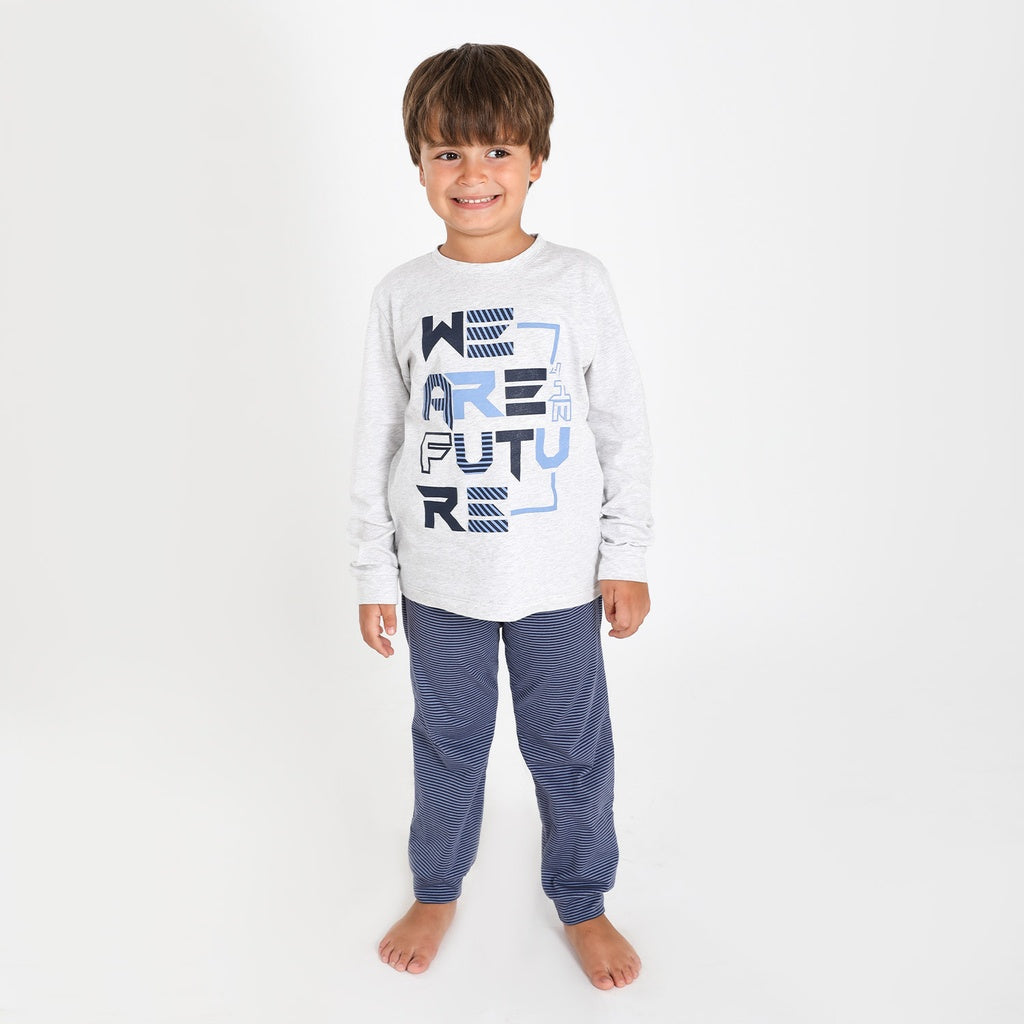 Gris Chiné / Rayé Bleu Marine Bleu Clair