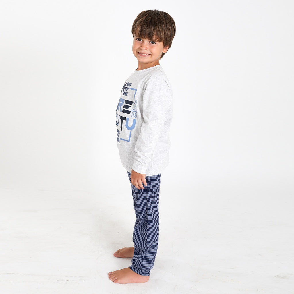 Gris Chiné / Rayé Bleu Marine Bleu Clair