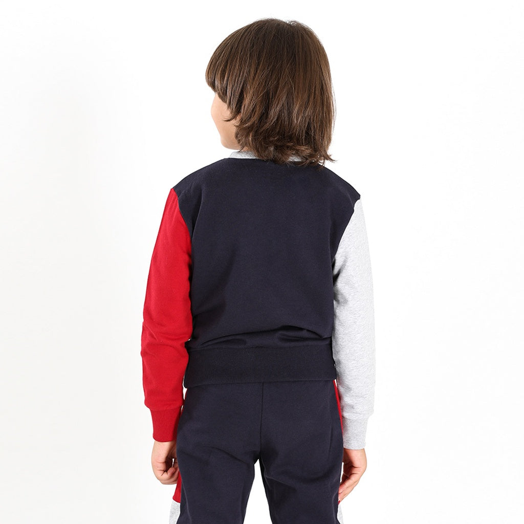 Bleu Marine & Rouge & Gris Chiné