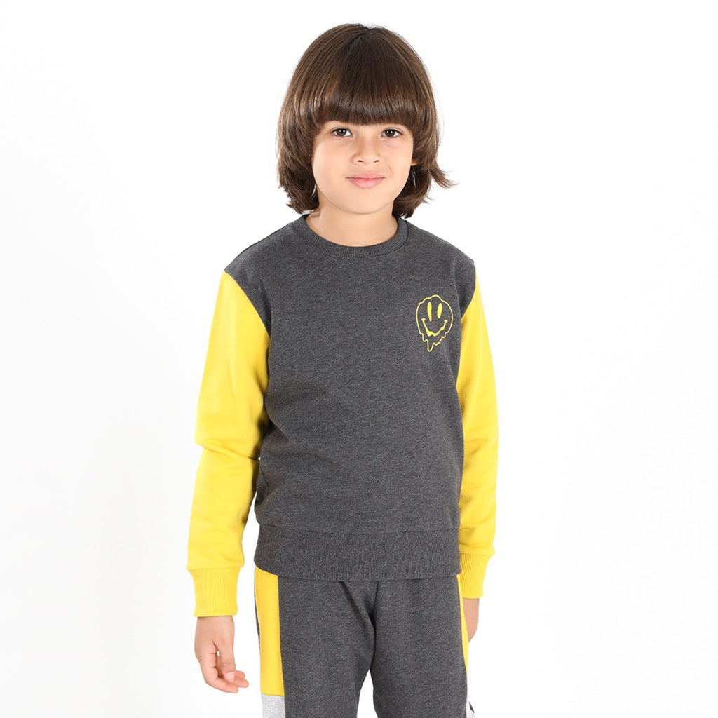 Gris Chiné Foncé & Jaune Moutarde
