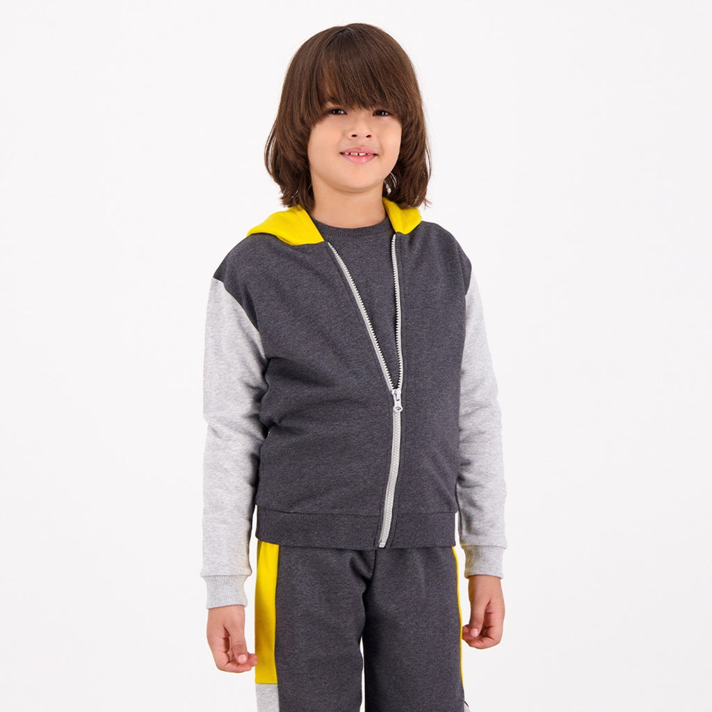 Gris Chiné Foncé & Jaune Moutarde & Gris Chiné