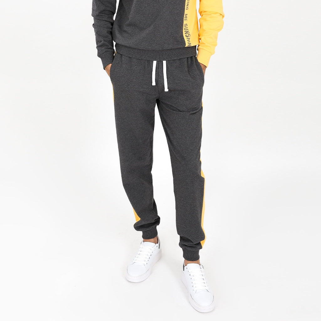 Gris Chiné Foncé & Jaune Moutarde
